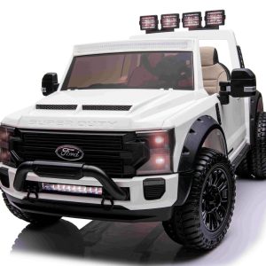Ford Super Duty Truck m/24V14AH + 4xMotor + Gummihjul + Blødt skumsæde Hvid