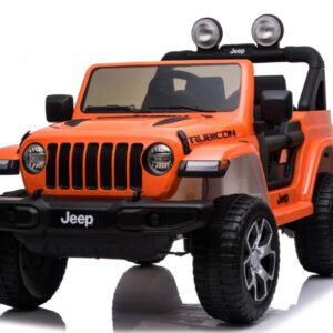 Jeep Wrangler Rubicon Elbil til børn m/Lithium+ 4x12V+ Gummihjul+Læder