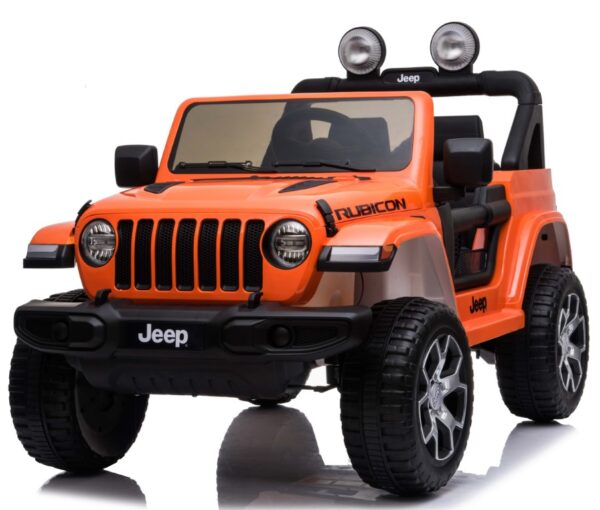 Jeep Wrangler Rubicon Elbil til børn m/Lithium+ 4x12V+ Gummihjul+Læder