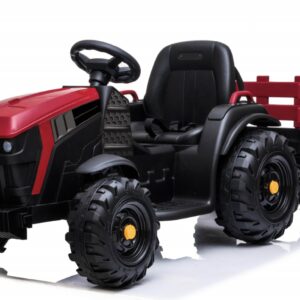 EL Traktor med anhænger til Børn m/2.4G, Gummihjul,Lithium - Rød
