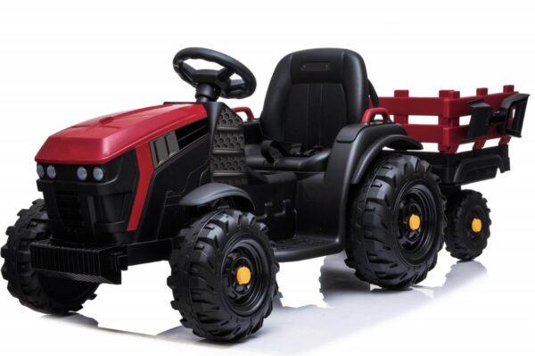 EL Traktor med anhænger til Børn m/2.4G, Gummihjul,Lithium - Rød
