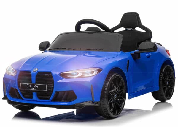 BMW M4 Elbil til børn 12v m/Lithium + Gummihjul + 2.4G Remote Blå