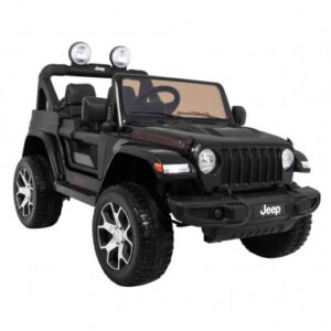 Elektrisk JEEP Wrangler Rubicon til 2 børn 4x12V i metal og kunststof H74 x L124 x B71 cm - Sort