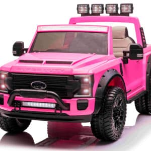 Ford Super Duty Truck m/Lithium + 4xMotor + Gummihjul + Blødt skumsæde Pink