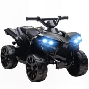 Børne elektrisk ATV 6V med frem- og bakfunktion, musik, LED-forlygter, sort