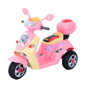 Elektrisk børnemotorcykel, elbil, børnekøretøj, trehjulet cykel, 6V, metal+PP, 108x51x75cm (lyserød+gul)