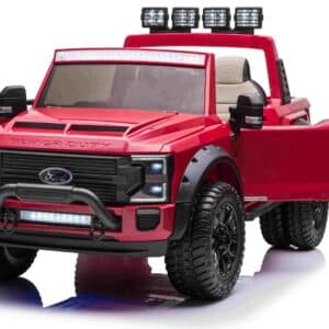 Ford Super Duty Truck m/Lithium + 4xMotor + Gummihjul + Blødt skumsæde Rød