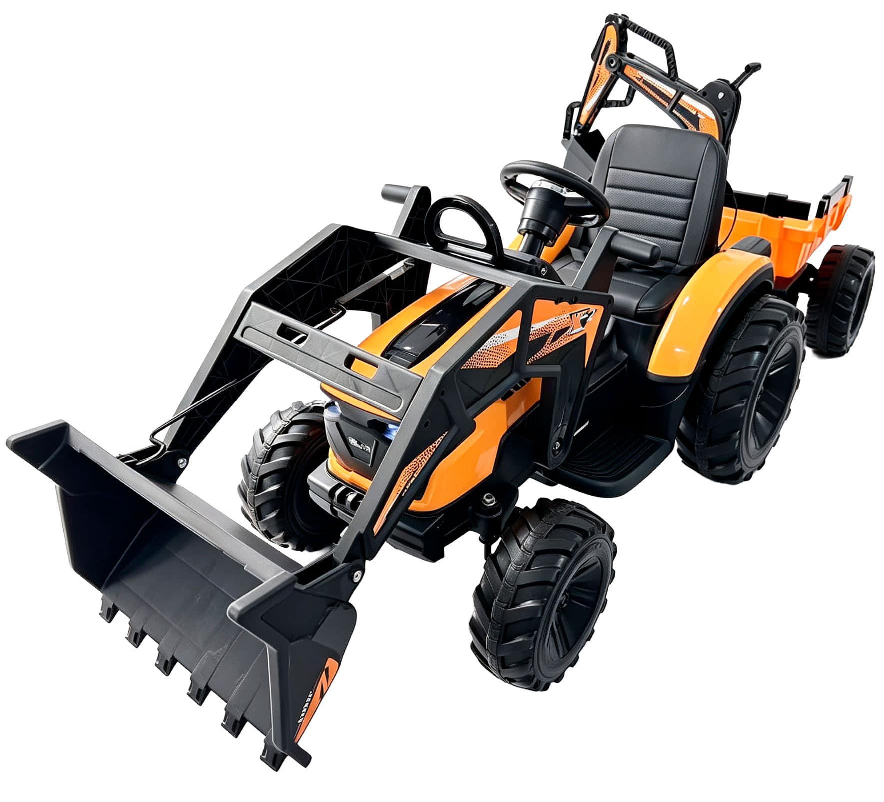 EL Traktor med Frontskovl + Gravekran + Trailer til Børn 21,6V