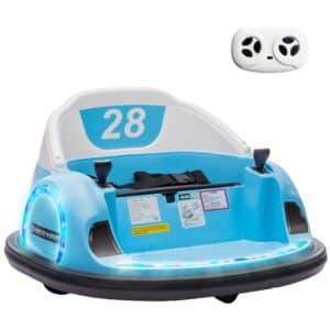 Radiobiler, 360Â° rotation, 2 km/t hastighed, sikkerhedssele, LED-lys, musik og horn, blå